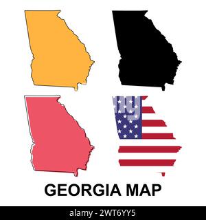 Set der Karte von Georgia, vereinigte staaten von amerika. Illustration des Symbols für flaches Konzept. Stock Vektor