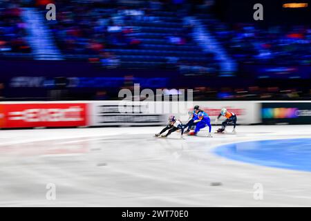 PARK Ji gewann am 1. Tag während der World Short Track Speed Skating Championship in Rotterdam am 15. März 2024 die KOR Leads. Foto von Phil Hutchinson. Nur redaktionelle Verwendung, Lizenz für kommerzielle Nutzung erforderlich. Keine Verwendung bei Wetten, Spielen oder Publikationen eines einzelnen Clubs/einer Liga/eines Spielers. Quelle: UK Sports Pics Ltd/Alamy Live News Stockfoto