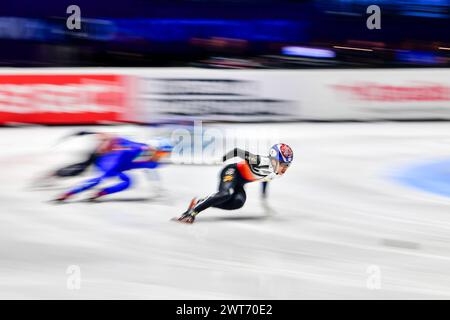 PARK Ji gewann am 1. Tag während der World Short Track Speed Skating Championship in Rotterdam am 15. März 2024 die KOR Leads. Foto von Phil Hutchinson. Nur redaktionelle Verwendung, Lizenz für kommerzielle Nutzung erforderlich. Keine Verwendung bei Wetten, Spielen oder Publikationen eines einzelnen Clubs/einer Liga/eines Spielers. Quelle: UK Sports Pics Ltd/Alamy Live News Stockfoto