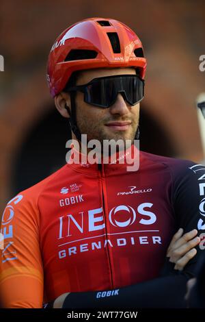 Pavia, Italien. März 2024. GANNA Filippo startet das Herren-Elite-Rennen des eintägigen Radrennens Milano-Sanremo (288 km) von Pavia und nach Sanremo (Nordwest-Italien) am Samstag, 16. März 2024. Sport - Radsport . (Foto: Gian Mattia D'Alberto/Lapresse) Credit: LaPresse/Alamy Live News Credit: LaPresse/Alamy Live News Stockfoto