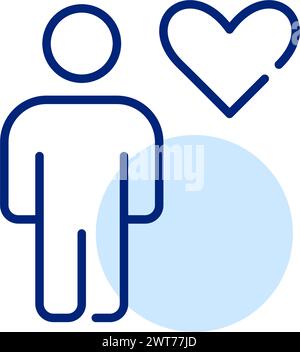 Mensch und Herz. Einfühlungsvermögen, Nächstenliebe und Mitgefühl, Freude, Liebe und Feier Symbol. Symbol für Pixelperfekte, bearbeitbare Kontur Stock Vektor