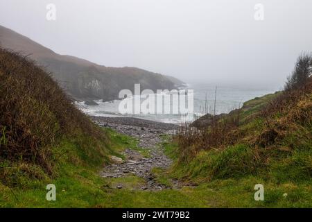 Tragumna, West Cork, Irland. März 2024. Gardai verhören derzeit 10 Männer, die verdächtigt werden, Drogen in Tragumna, West Cork, zu landen. Die Steilbahn, in der die Bande versuchte, eine RIPPE zu starten, um Drogen zu holen, war heute ruhig. Quelle: AG News/Alamy Live News Stockfoto