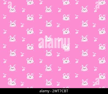 Nahtloses Muster von Cartoon Plushie Spielzeug auf rosa Hintergrund, Vektor nahtloser Hintergrund Stock Vektor