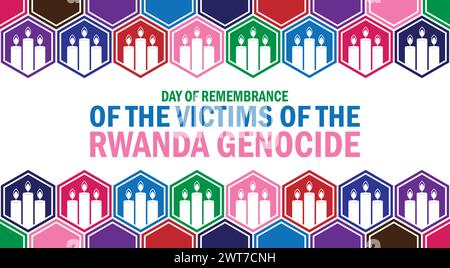 Tag des Gedenkens an die Opfer des ruandischen Völkermords Tapete mit Typografie. Tag des Gedenkens an die Opfer des Völkermordes in Ruanda Stock Vektor