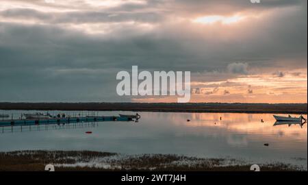 Lagunenlandschaft in Luz im Naturpark Ria Formosa bei Tavira Stockfoto