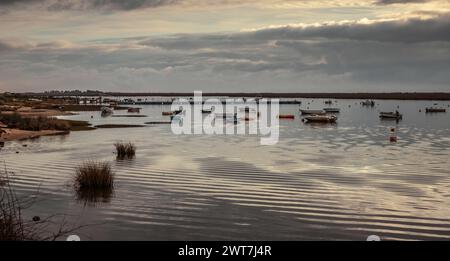 Lagunenlandschaft in Luz im Naturpark Ria Formosa bei Tavira Stockfoto