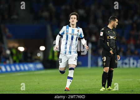 San Sebastian, Spanien. März 2024. Jon Magunazelaia (Sociedad) Fußball/Fußball : spanisches LaLiga EA Sports Spiel zwischen Real Sociedad 2-0 Cadiz CF in der reale Arena in San Sebastian, Spanien. Quelle: Mutsu Kawamori/AFLO/Alamy Live News Stockfoto