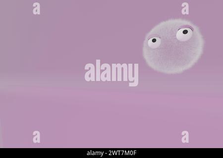 3D-Rendering von unscharfem, rosa und plüschigem Gesicht Stockfoto