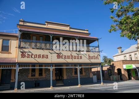 Barossa Brauhaus Hotel in Angaston, Barossa Valley, ein traditioneller australischer Pub und Bar mit Speisen, South Australia, 2024 Stockfoto