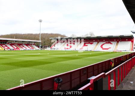 Ein allgemeiner Blick auf das Lamex Stadium vor dem Spiel der Sky Bet League One im Lamex Stadium, Stevenage. Bilddatum: Samstag, 16. März 2024. Stockfoto