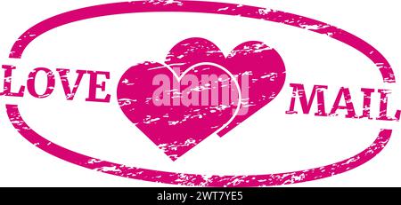 Briefmarke mit rosa Herz. Love Letter Logo Stock Vektor