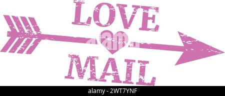 Love Mail Grunge Schild. Rosafarbener Poststempel Stock Vektor