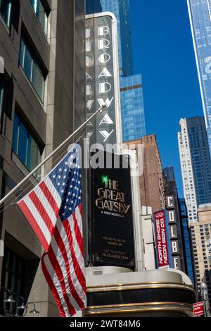 „The Great Gatsby“ Marquee am Broadway Theatre, New York City, USA 2024 Stockfoto