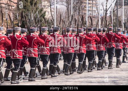 Die Militärgarde des Präsidenten wird bei der offiziellen Zeremonie in Bulgarien gebildet Stockfoto