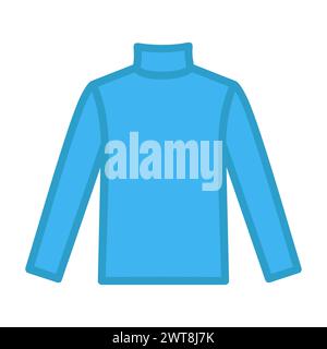 Langarm, Rollkragen, Blaues Sweatshirt, Ikone Stock Vektor