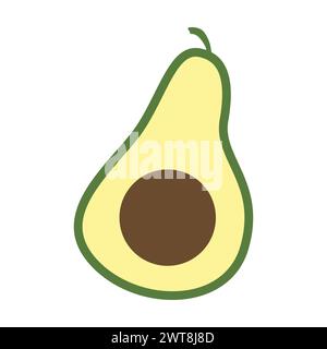 Halb Geschnittene Avocado Mit Seed-Symbol Stock Vektor