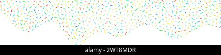 Rand mit bunten Streuseln. Glasur für Donut, Eis oder Muffins mit herabfallenden Süßigkeiten in Regenbogenfarben, Grün, Gelb, Blau und Rosa. Vektor Stock Vektor