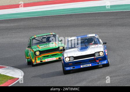 Scarperia, 2. April 2023: Ford Capri RS 2600 1973 im Einsatz beim Mugello Classic 2023 auf dem Mugello Circuit in Italien. Stockfoto