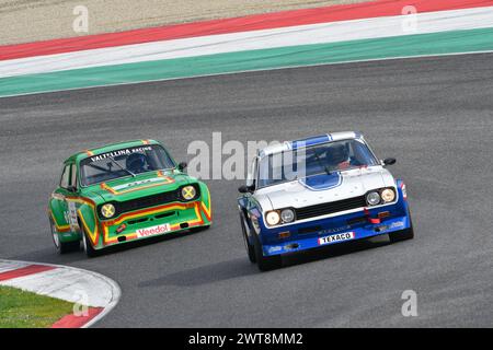 Scarperia, 2. April 2023: Ford Capri RS 2600 1973 im Einsatz beim Mugello Classic 2023 auf dem Mugello Circuit in Italien. Stockfoto