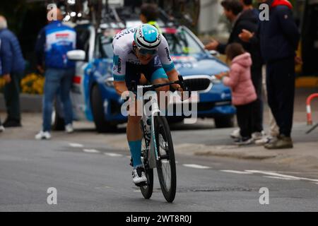 Sanremo, Italien. März 2024. BAHRAINS SIEGREICHER MOHORIC Matej während des Männer-Elite-Rennens des eintägigen Radrennens von Mailand-Sanremo (288 km) von Pavia und nach Sanremo (Nordwest-Italien) am Samstag, den 16. März 2024. Sport - Radsport . (Foto von POOL BETTINI/LaPresse) Credit: LaPresse/Alamy Live News Stockfoto