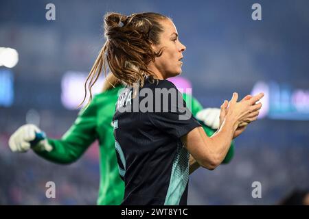 Harrison, Usa. März 2024. Harrison, USA, 15. März 2024: Kelley O’Hara (5 Gotham FC) vor der National Women's Soccer League Challenge Cup Championship zwischen Gotham FC und San Diego Wave in der Red Bull Arena in Harrison, NJ, USA (NUR REDAKTIONELLE VERWENDUNG). (Rebekah Wynkoop/SPP) Credit: SPP Sport Press Photo. /Alamy Live News Stockfoto