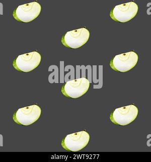Äpfel und Blätter handgezeichnet nahtlose Muster Aquarellillustration. Stockfoto