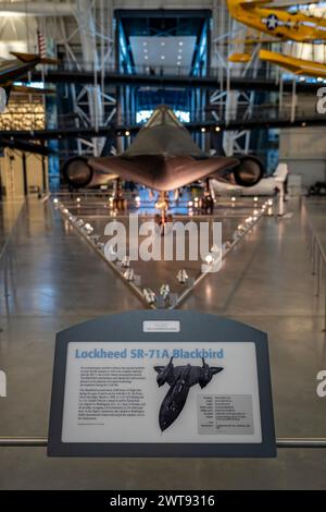 Der Lockheed SR-71 Blackbird im Steven F. Udvar-Hazy Center National Air and Space Museum in Chantilly, VA. Stockfoto