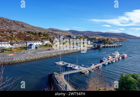 Blick auf den Hafen von Tarber, die Isle of Harris, Äußere Hebriden, Schottland, Großbritannien Stockfoto