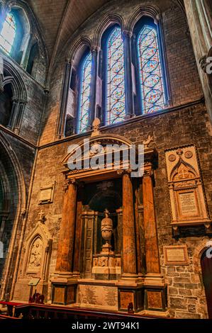 Die St Patrick's Cathedral ist eine der beliebtesten Attraktionen Dublins. Die zwischen 1220 und 1260 erbaute Kathedrale ist eines der wenigen Gebäude, die von der TH übrig geblieben sind Stockfoto