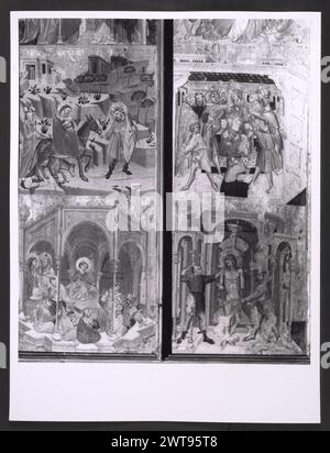 Umbria Perugia Trevi Palazzo Communale, Pinakoteca8. Hutzel, Max 1960-1990 Blick auf die Fassade des Palazzo Communale aus dem 15. Jahrhundert und die Piazza Mazzini. Blick auf die feine Sammlung umbrischer Gemälde, Skulpturen, Metallarbeiten und Deruta Maiolica in der Pinacoteca. Besonders hervorzuheben ist eine Skulpturengruppe, die ein hervorragendes Beispiel für den großen Bildhauer Cesare Aureli aus dem 19. Jahrhundert ist. Die Fotos zeigen auch die enzykolpedische Sammlung umbrischer Gemälde (14. Bis 16. Jahrhundert), die von Werken von Giovanni Spagna, Giusto di Grand und Pinturricchio hervorgehoben werden. Objektnotizen: Hutzel drehte diese Kampagne 198 Stockfoto