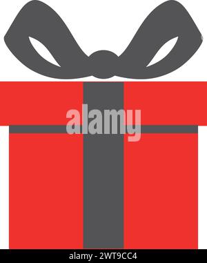 Rote Geschenkbox mit schwarzer Schleife. Geschenksymbol Stock Vektor