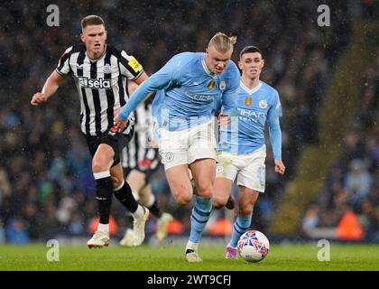 Manchester, Großbritannien. März 2024. Erling Haaland aus Manchester City stürmt sich beim FA-Cup-Spiel im Etihad-Stadion in Manchester nach vorne. Der Bildnachweis sollte lauten: Andrew Yates/Sportimage Credit: Sportimage Ltd/Alamy Live News Stockfoto