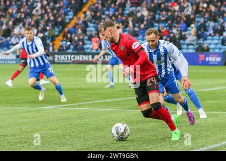 Kilmarnock, Großbritannien. März 2024. Kilmarnock FC spielte bei einem wichtigen Spiel der schottischen Premiership in Rugby Park, Kilmarnock, Ayrshire, Schottland. Das Finale war Kilmarnock 5 - 2 St Mirren. Die Torschützen für Kilmarnock waren Kyle Vassell (Kilmarnock 9) 61 Minuten und 73 Minuten, Daniel Armstrong (Kilmarnock 11) 65 Minuten, Elfmeter, Marley Watkins (Kilmarnock 23) 68 Minuten und Daniel Watson (Kilmarnock 12) 79 Minuten. Die Torschützen für St. Mirren waren Charles Dunne (St. Mirren 18) 20 Minuten und Mikael Mandron (St. Mirren 9) 39 Minuten. Quelle: Findlay/Alamy Live News Stockfoto