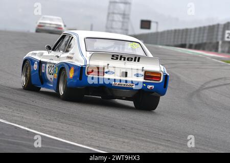 Scarperia, 2. April 2023: Ford Capri RS 3100 Köln 1975 im Einsatz beim Mugello Classic 2023 auf dem Mugello Circuit in Italien. Stockfoto