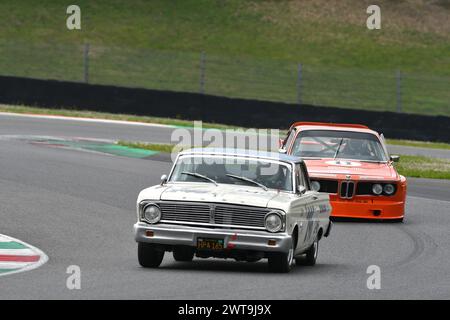 Scarperia, 2. April 2023: Ford Falcon Sprint 1964 beim Mugello Classic 2023 auf dem Mugello Circuit in Italien. Stockfoto