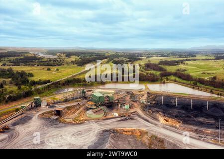 Schwarzkohlebergwerk im Hunter Valley in Australien bei Singleton. Stockfoto