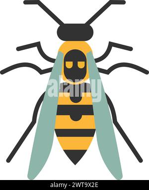 Wespen-Farbsymbol. Gestreiftes gelbes Insektentier Stock Vektor