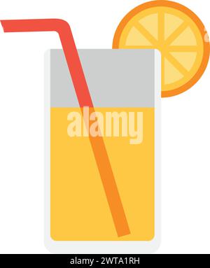 Orangefarbenes Symbol für Saft. Glas mit Fruchtscheibe trinken Stock Vektor