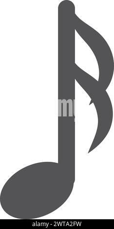 Schwarzes Symbol für Semiquaver-Notenzeichen. Melodiesymbol Stock Vektor