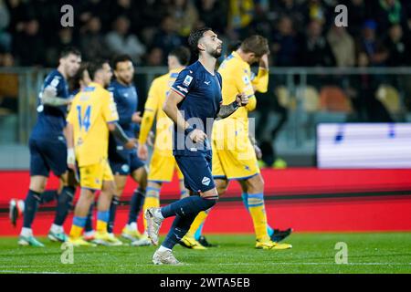 Frosinone, Italien. März 2024. Während des Serie A TIM Spiels zwischen Frosinone Calcio und SS Lazio am 16. März 2024 im Stadio Benito Stirpe in Frosinone, Italien. Quelle: Giuseppe Maffia/Alamy Live News Stockfoto