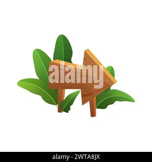Holzpfeil auf dem Ständer, Hinweisschild mit grüner Vektorillustration Stock Vektor