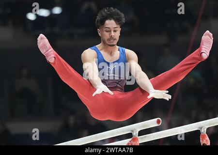 Liverpool, Großbritannien. März 2024. 2024 Gymnastik British Championships - LIVERPOOL, ENGLAND - 16. MÄRZ: Jake Jarman am dritten Tag der Gymnastik British Championships 2024 in der M&S Bank Arena am 16. März 2024 in Liverpool, England. Foto Alan Edwards Credit: ALAN EDWARDS/Alamy Live News Stockfoto