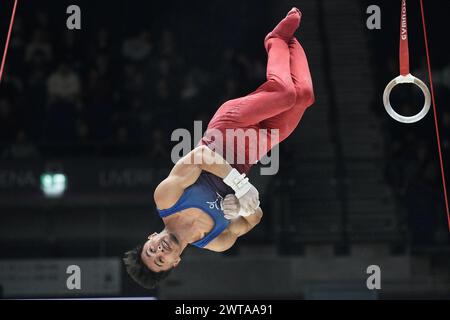 Liverpool, Großbritannien. März 2024. 2024 Gymnastik British Championships - LIVERPOOL, ENGLAND - 16. MÄRZ: Jake Jarman am dritten Tag der Gymnastik British Championships 2024 in der M&S Bank Arena am 16. März 2024 in Liverpool, England. Foto Alan Edwards Credit: ALAN EDWARDS/Alamy Live News Stockfoto