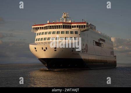 Schiff der Isle of man Steam Packet Company Manxman, Abfahrt vom Hafen Heysham, Lancashire. Stockfoto