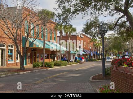 Centre Street im historischen Viertel von Fernandina Beach auf Amelia Island in Florida Stockfoto