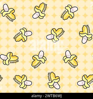 Nettes Smiley Geschältes Gelbes Bananenvektor Nahtloses Muster Stock Vektor