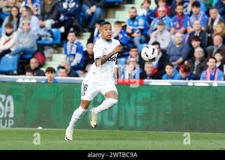 Getafe, Spanien. März 2024. Savio (Girona) Fußball/Fußball : spanisches Spiel "LaLiga EA Sports" zwischen Getafe CF 1-0 Girona FC im Estadio Coliseum Getafe in Getafe, Spanien. Quelle: Mutsu Kawamori/AFLO/Alamy Live News Stockfoto