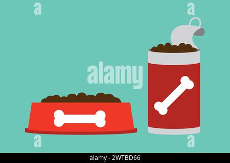 Tiernahrungssymbol, Lebensmittelgeschäft und Tier, Dosenprodukt und Hundeschale Vektor-Symbol Stock Vektor