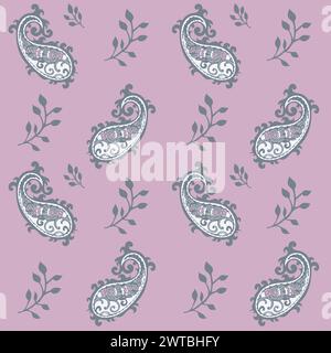 Paisley Blumen und Stiele, nahtloser Mustervektor Stock Vektor