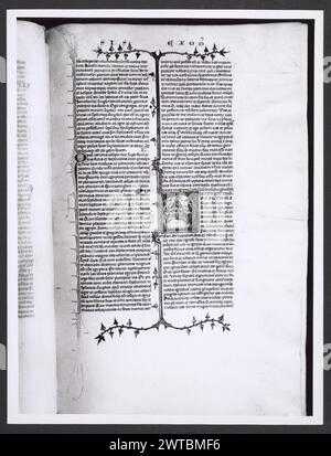 Emilia-Romagna Forli Cesena Biblioteca Comunale5. Hutzel, Max. 1960-1990 .. Mittelalter: Manuskripte: 1) Laurentius Rusius: 'De cura equorum' (15. Jahrhundert) BCM S.XXVI.2 2) Paolo Veneto: 'Geschichte der Ursprünge der Welt durch Heinrich VII.' (14. Jahrhundert) BCM S.XI.5 3) S. Isidorus: Etymologien (Ende des 8. bis Anfang des 9. Jahrhunderts) BCM S.XXI.5 4) Evangeliumsbuch (Evangeliario), Griechisch (10. Jahrhundert) BCM D.XXVII.4 5) Pentateuch, Propheten und Hagiographien, Hebräisch (1348) BCM S.XXIX.1 6) Somnium Scipionis, Sonstiges. (14.-15. Jahrhundert) BCM S.XII.6 7) Boethius: "De Consolatione Philosophie" (14. Jahrhundert) BCM Stockfoto